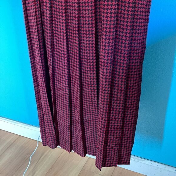 Talbots Womens 12 Vintage 1980’s Midi Houndstooth Check Red & Black Belted Dress - Picture 14 of 15